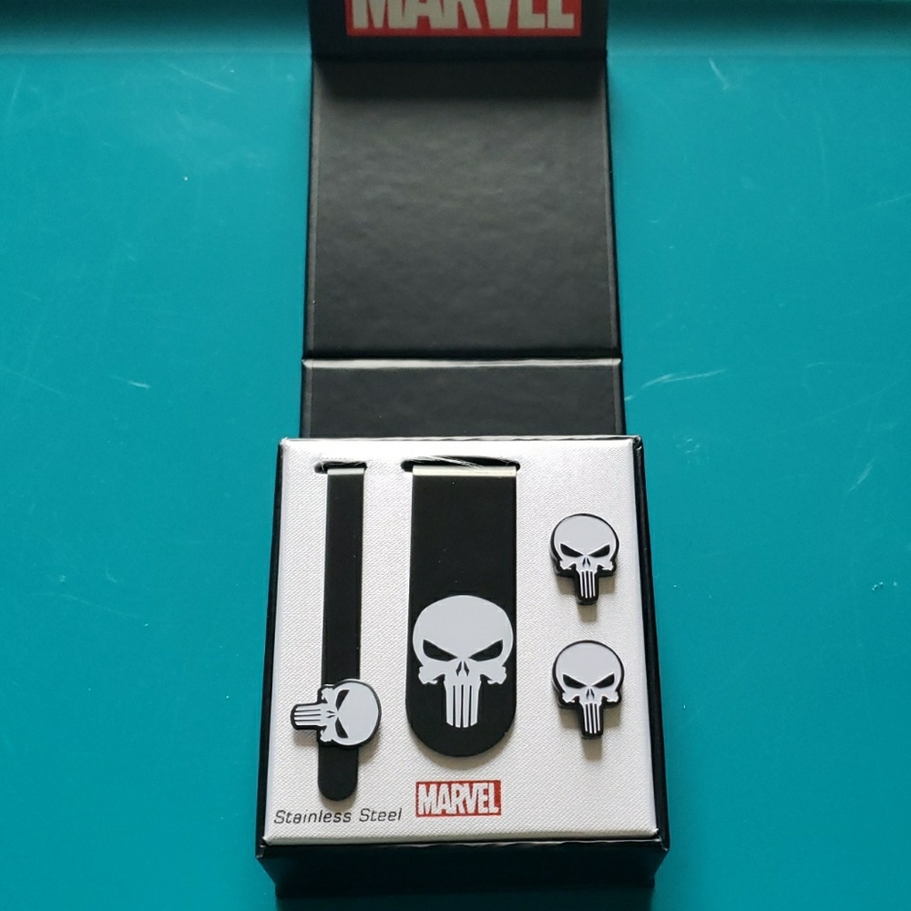 Punisher Money Clip, Tie Clip & Cuff Link set